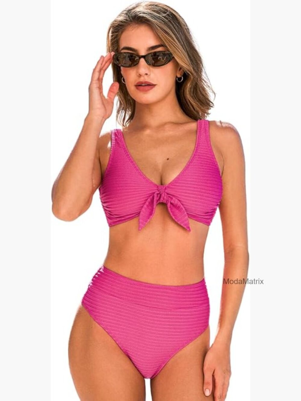 High Waisted V Neck Bikini Set Removable Pads 2025 Swimwear